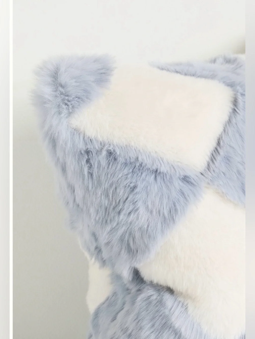 Anthropologie Chella Checkered Faux Fur Pillow, NIP